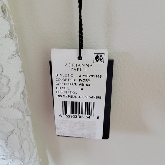 Adrianna Papell Metallic Lace Cocktail Dress Ivory - Picture 3 of 7